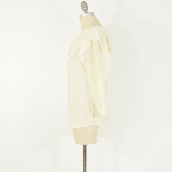Rebecca Minkoff Ivory Silk Draped Ruffle Blouse - Picture 3 of 7
